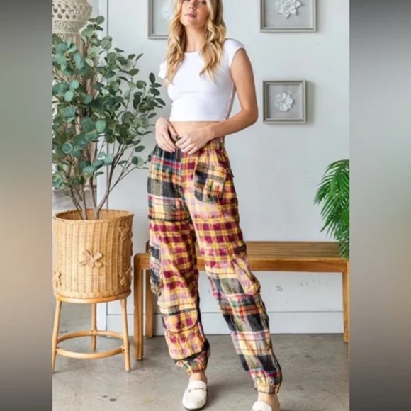 Oli & Hali “ Fawn “ Oli and Hali Plaid Flannel Jogger Pants 70 - Picture 1 of 2